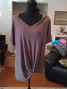 BD Collection Dusty Mauve Knot-Front V-Neck Tunic